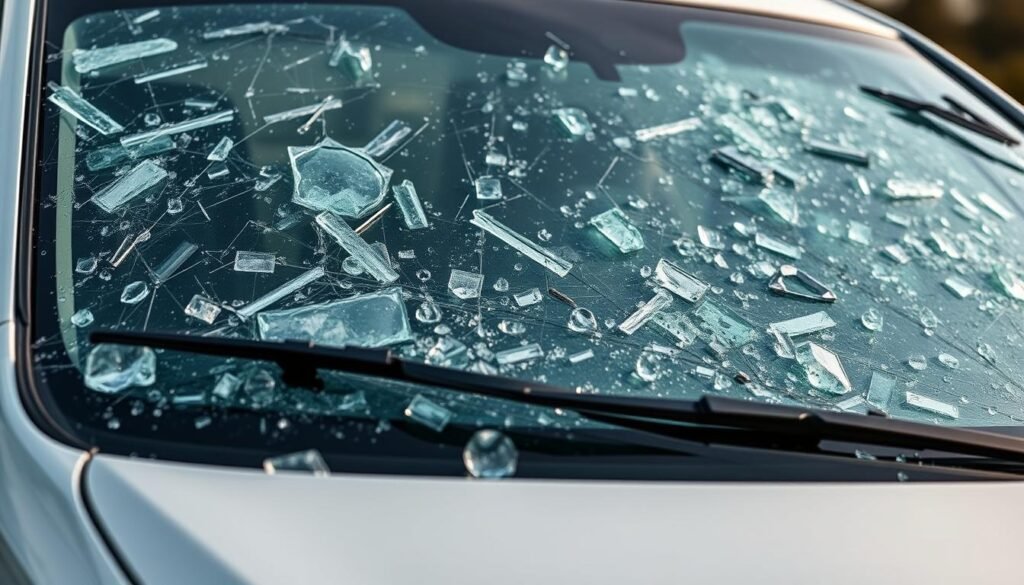 Get an image of a car damaged by hail.